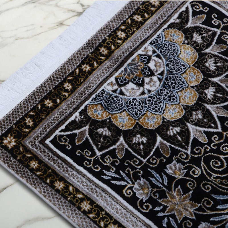 Melen Turkish prayer rug - prostration - black - gray - Image 2